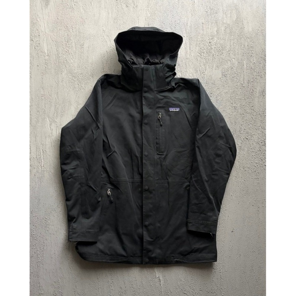 Patagonia Tres Jacket Mens Small Black Hooded Full Zip Parka Softshell
